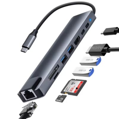 𝟏𝟓 𝐘𝐄𝐀𝐑𝐒 𝐖𝐀𝐑𝐑𝐀𝐍𝐓𝐘 8-in-1 Multiport Adapter with HDTV, USB 3.0, SD Card Reader, RJ45 Ethernet, Space Grey Aluminium Docking Station Compatible with Laptops, Tablets & Smartphon-image-39