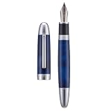 Jinhao X169 Penna stilografica grande in metallo #8 con punta extra fine, azzurra con finiture argentate