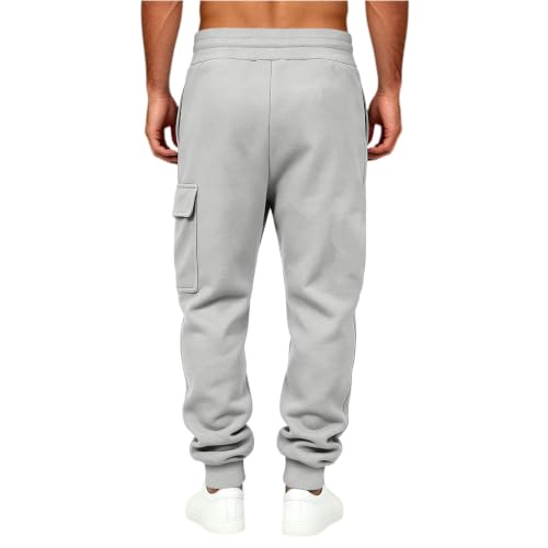 Pantalones Holgados para Hombre Cargo Sweatpants for Men Baggy Drawstring Joggers Hiking Fall Winter Pants Mens Cargo Joggers with Pockets Sweatpants Heavyweight Gray S - image 5