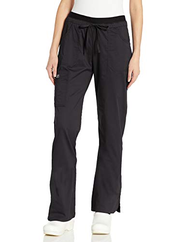CHEROKEE Women's Workwear Core Stretch Low Rise Cargo Scrubs Pant, Black, Small
