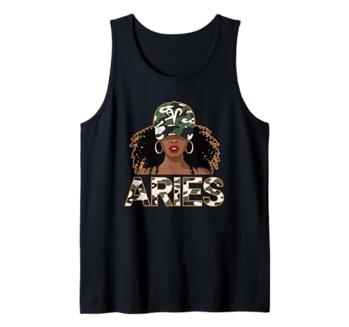 Aries Reina Camou Mujer Negra Gorra Signo Del Zodíaco Camiseta sin Mangas