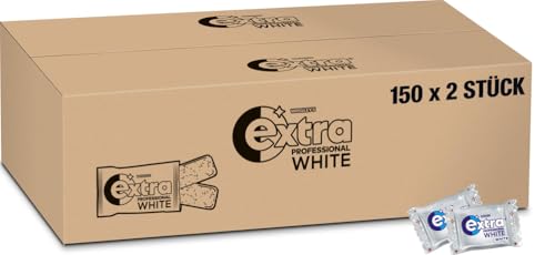 Extra Professional White, Zuckerfreier Kaugummi, Packung mit 150x2 Dragees, 300 Kaugummis insgesamt