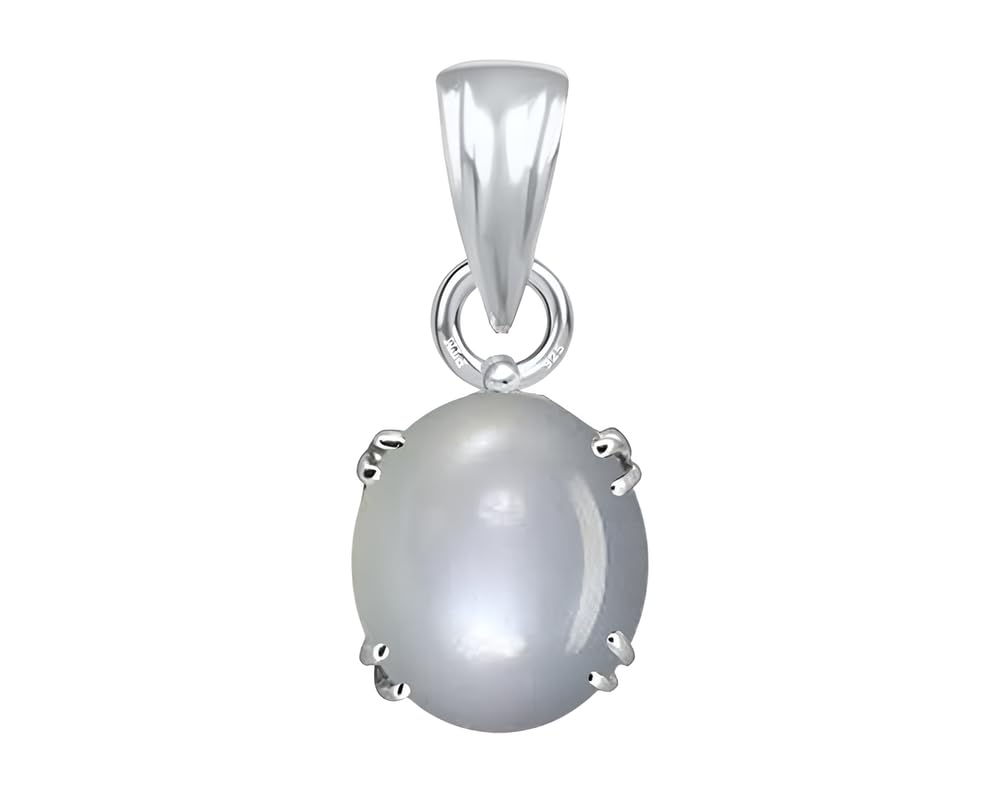 ptm Sterling Silver Moonstone/Chandrakant 3.25 Ratti to 10.25 Ratti or 3 Carat to 9.5 Carat Natural Certified Astrological Gemstone 925 bis Hallmark pendant for Men & Women -vslp1-picture-1