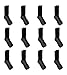 Dickies Men's Dri-Tech Original Moisture Control Crew Socks, Available in M-XXL (6, 12, 18 Pairs), Black (12 Pairs), Large