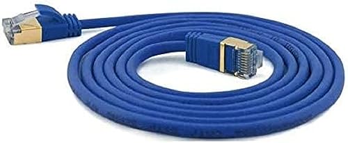 wantecWire Extra dünnes Patchkabel CAT.7 Kabel, CAT.6 Stecker SSTP geschirmt, Länge 0.1 m, blau