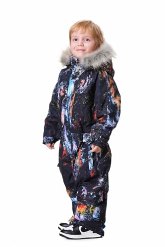 Bluemagic Kid's Girl Boy One Piece Snowsuits Ski Suits Waterproof Overalls Jackets Snowboarding (125cm,Graffiti Wall) - Thumbnail 3