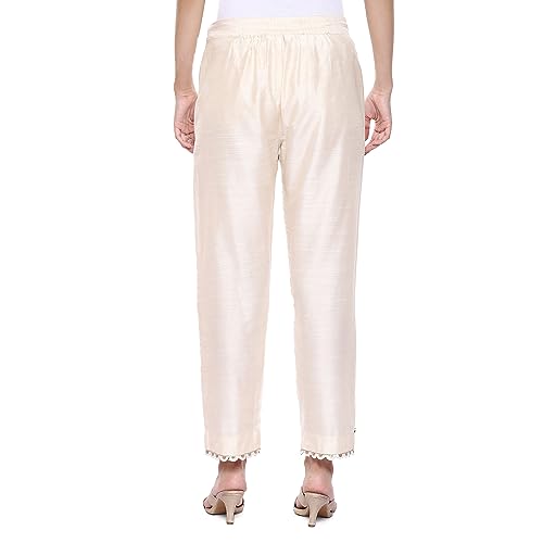 Image of BIBA Women Polyester Slim Dyed Pants