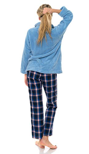 Towelselections Women's Bed Jacket Zip Front Cardigan Fleece Robe Lounge Coverup Medium Blue Bell #TOP1