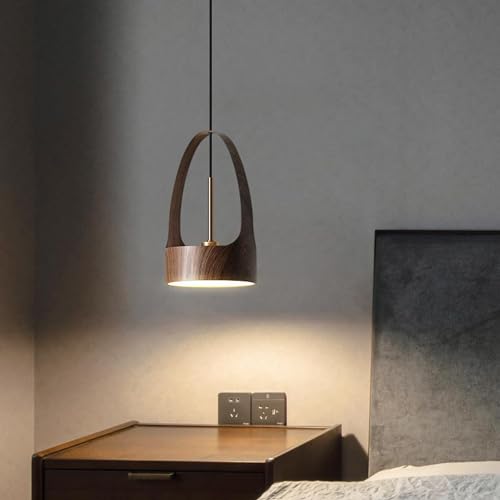 LED シャンデリアペンダントランプ木目模造イオン暖かい照明有線天井吊り照明器具キッチン用 [3]