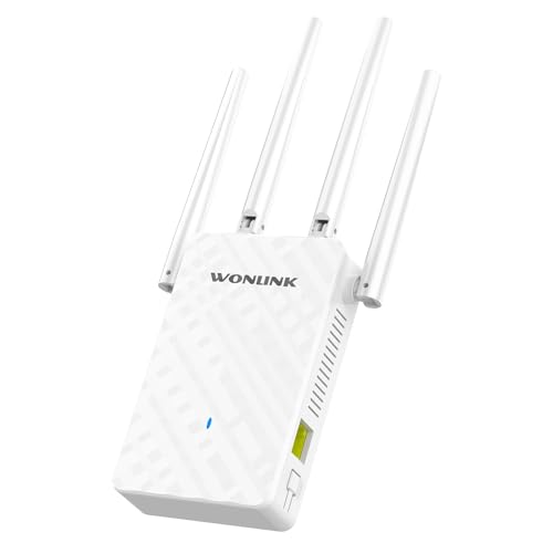 WONLINK WLAN Verstärker, 1200Mbit/s WLAN Repeater Dual Band mit 4 Antennen | MU-MIMO, Ethernet-Port, WPS | Repeater/AP/R...