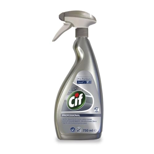 CIF Professional 7518294 Theken- und Küchenreiniger für Edelstahl / Glas, parfümfrei für Gastro- Lebensmittel-Bereich, 0,75 L