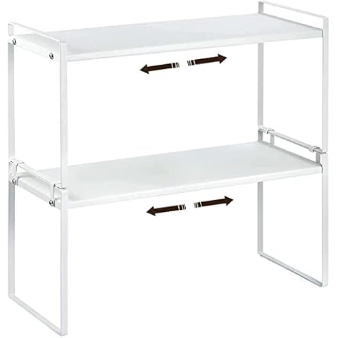 Jamiukro Erweiterbarer Küchenregal Organizer für Küchenschrank und Arbeitsplatten Cover