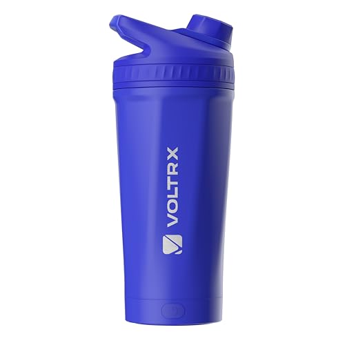 Image of VOLTRX ChillMix Shaker Bottle Insulated Stainless Steel - USB C Rechargeable Electric Protein Shake Mixer, Shaker Cups for Protein Shakes and MealReplacement, Chrome Steel