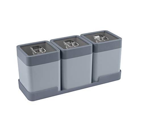Sunware 2 X Sigma Home Dry Food Set con bandeja (3 x 0,6 litros) – 27,5 x 9,5 x 12 cm – verde claro/verde oscuro