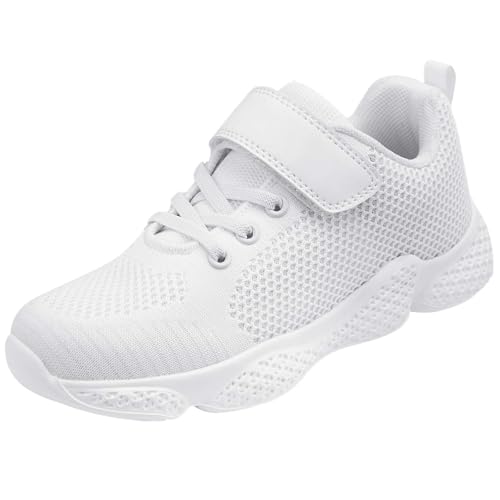 OJLVB Sneakers for Girls and Boys, Kids Running Tennis Shoes, Gym Trail Track Athletic Walking Shoe White 2