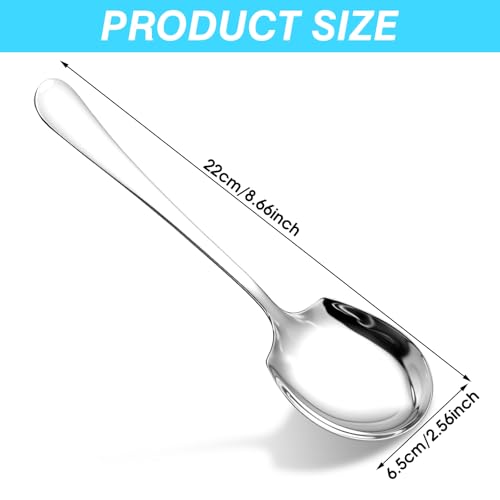 Ouligay 2PCS Serving Spoons Large Stainless Steel for Buffet Serving Utensils Set for Parties, 8.66 Inch Silver Serving Spoons Set - Image 4