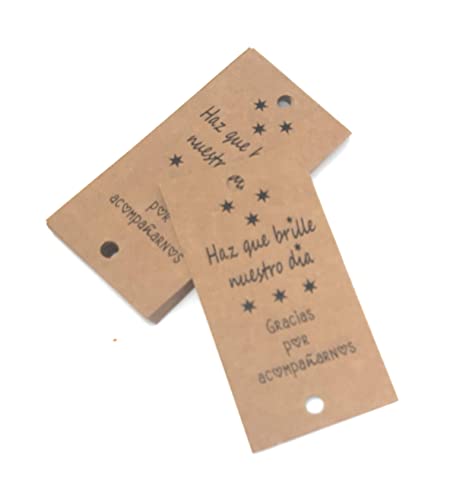 TODOKRAFT 50 Tarjetas kraft para Bengalas Haz que brille nuestro día (texto en Español)
