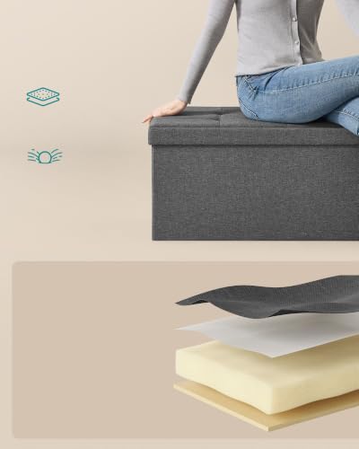 SONGMICS 43.3 Inches Folding Storage Ottoman Bench, Load 660 lb