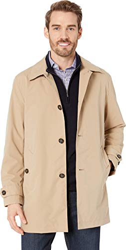 Cole Haan Signature Men's Classic Stand Collar rain Jacket, Khaki, Medium