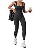 TrainingGirl One Piece Jumpsuits for Women Summer Workout Yoga Gym Rompers - Casual Cute Sleeveless Bodysuits Tank Top (Black, Large)