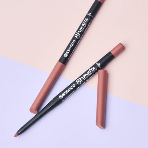 Image of Essence 8h matte comfort lipliner 04 Rosy Nude, lip liner, rose, defined lips, long-lasting colour, matte finish, comfortable wear, 0.3 g (Pack of 2)