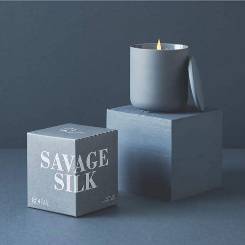 Bougie parfumée anti-fumée Savage Silk en porcelaine avec couvercle hermétique