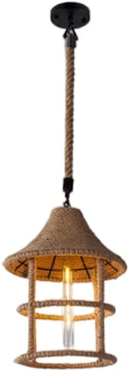 Lustre industriel tissé main en corde de chanvre pour couloir d'antre