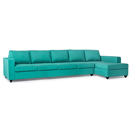 Image of Wakefit Sofa Set | 3 Year Warranty | Sofa 3 Seater, 3 Seater Sofa for Living Room, Wooden Sofa Set, 4 Seater + Right Aligned, Sofa for Living Room - Napper(Linen Charm : Linen Charm Lagoon)
