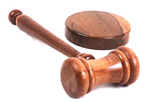 Heracraft Handmade Premium Boxed & Gavel Round Shaped Sound Block - For Judge Lawyer Student Auction Sale Meeting - Best Gift Set (Premium-Boxed) #TOP7