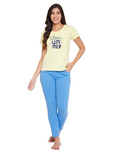 Image of Clovia Women's Cotton Graphic Print Top & Pyjama