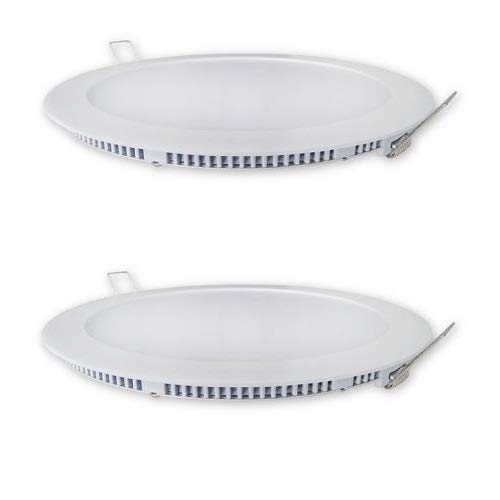 CABLEPELADO Pack 2 Downlight LED 18W redondo | extraplano para empotrar | Aro blanco aluminio | Medida 225mm | Luz Fría 6000 k | 1700 Lumens | 2 unidades | Clase a+