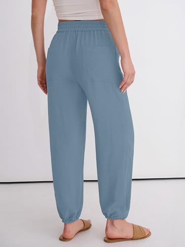 Image of ANRABESS Womens Pants Elastic Waist Summer Casual Harem Barrel Lounge Work Slacks Cropped Beach Vacation Clothes with Pockets