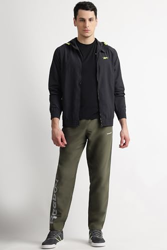 Image of Reebok Men's Woven Mesh Track Pants - Breathable Mesh Panels Gym Trackpants for Men | Training Running Payjama for Men | Athletic Pants - Elastic Drawcord Waistband