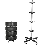 Estante móvil de almacenamiento de neumáticos con ruedas bloqueables, soporte de 4 niveles para organización de garaje, ligero y seguro