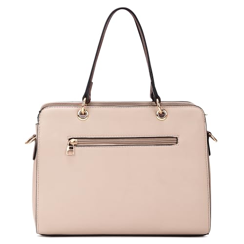 Image of HAWKWOOD Women's Premium PU Leather Structured Handheld Bag with Adjustable Shoulder Strap | Multi-Compartment Office & Casual Tote | Elegant Top Handle Purse for Daily Use
