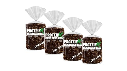 4 pack - Pan Proteína Low - Carb | PROTEINK KETTERER |Sin azúcar añadido, alto contenido en proteína vegetal, alto en fibra y bajo en grasas saturadas 450g x 4