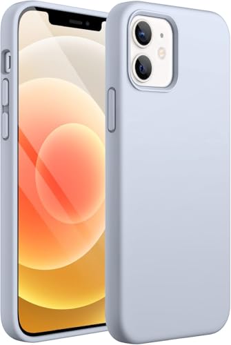 Image of DIZORO Microfiber Candy Case Compatible for iPhone 12 Mini Smooth Touch Cushion Liquid Soft Silicone Non-Slip Full Body Protective Shockproof Back Cover|5.4 inch|Solid (Sea Grey)