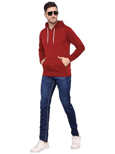 Image of TQH Men's Cotton Blend Fleece Solid Hooded Neck Sweatshirt