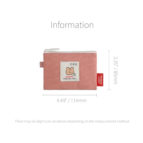 Image of Monolike Happy and Lucky Card Case, Pink - Small Nylon Pouch, Portable Keychain Coin Purse, Waterproof Card Sleeve, Compact Daily Organizer Case