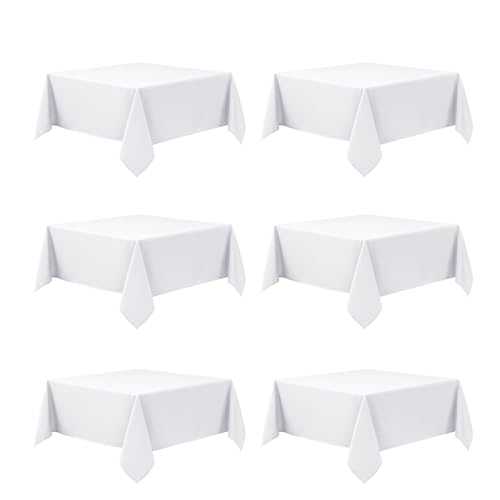 Dailyset 6-Pack White Tablecloths for Square Tables, 70 x 70 Inches