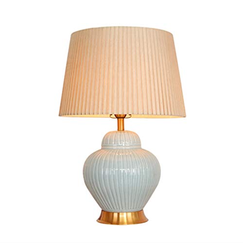 Lampe de bureau en céramique peinte et cuivre E27 chic