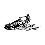 Calcomanías de vinilo para murales y paredes Alquiler de motos acuáticas Carreras PWC Motos acuáticas personales Deportes acuáticos 28x64.1cm No se cae Negro