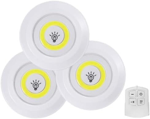 Kit 3 Lâmpadas Luminária Led Spot Sem Fio Controle Remoto Redonda...