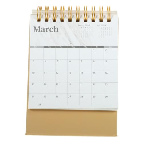 SOPOTUTU 年大理?卓上カレンダー 小型スタンディングデスクカレンダー コイル綴じ 月間予定表付き ホームオフィス用シンプルデザイン