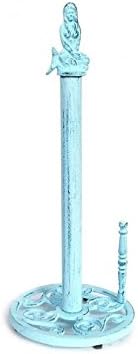 Dark Blue Cast Iron Mermaid Paper Towel Holder 16" - Nautical Mermaid - Beach S