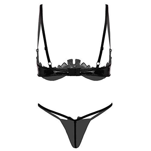 Sous-vêtements lingerie sexyfemmes avec string et jarretière en dentelle col V