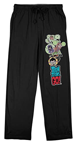 Teen Titans Go Characters and Logo Men's Black Graphic Sleep Pants-XL