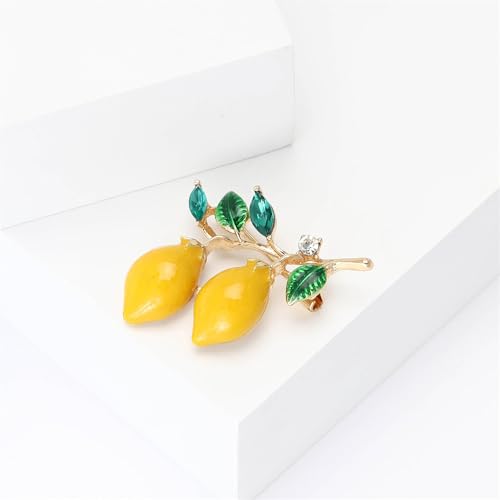 Image of Dreuyet Rhinestone Lemon Brooches for Women Men Crystal Elegant Yellow Fruit Lemon Brooch Pin Dainty Cute Christmas Wedding Birthday Summer Holiday Accessories