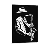 Music Poster Saxophone Jazz Art Saxophone Playing Black and White Poster Canvas Painting Posters and...