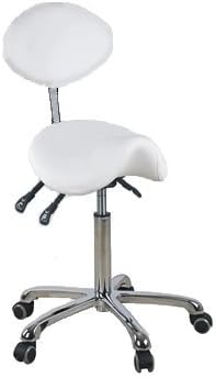 Spa Luxe Rolling Stool with Back Support for Beauty, Exam, Office and Home (Black)